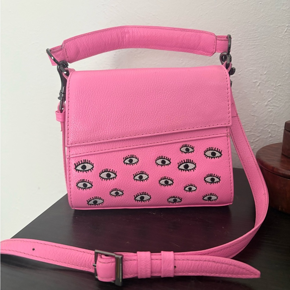 Min & Mon Pink Eye-Patterned Crossbody Bag